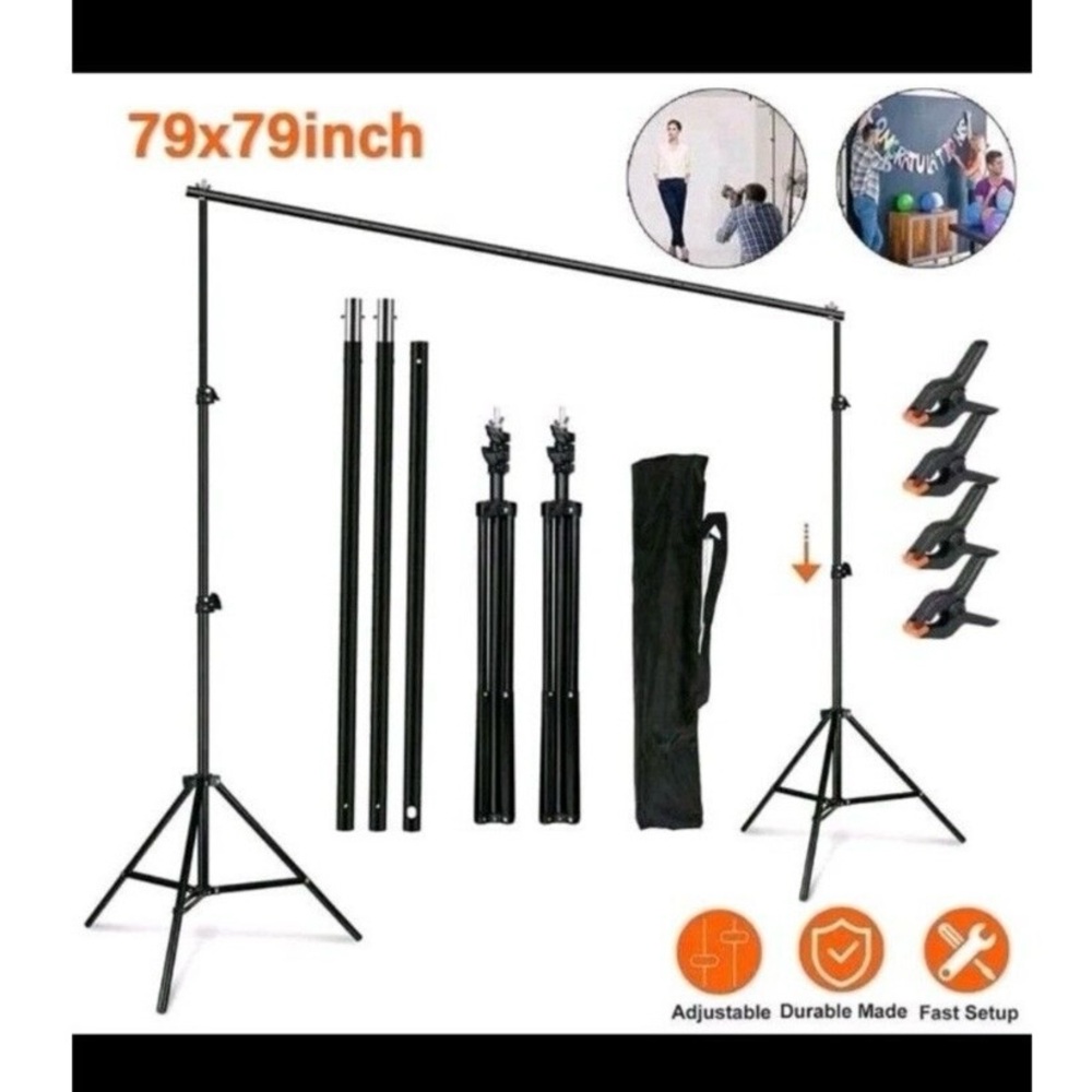 Adjustable Black Backdrop Support Stand Kit for Photography w backdrops